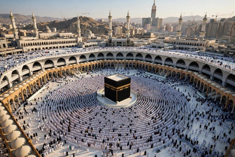 Digital tawaf counter tracking the seven circuits of Hajj around the Kaaba